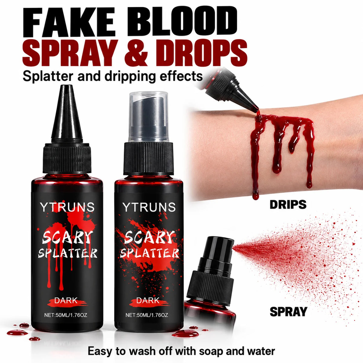 Halloween SFX Makeup Kit – Fake Blood, Scar Wax & Black Lipstick