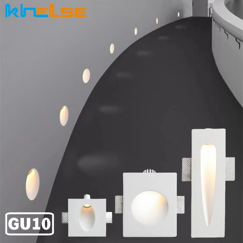 Recessed GU10 Gypsum LED Step Wall Lamp | Stair & Corridor