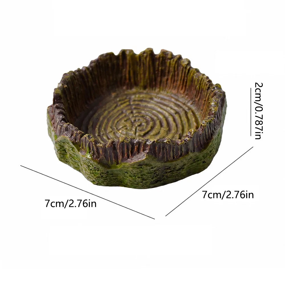 Reptile Feeding Bowl – Tree Stump Faux Stone Terrarium Basin