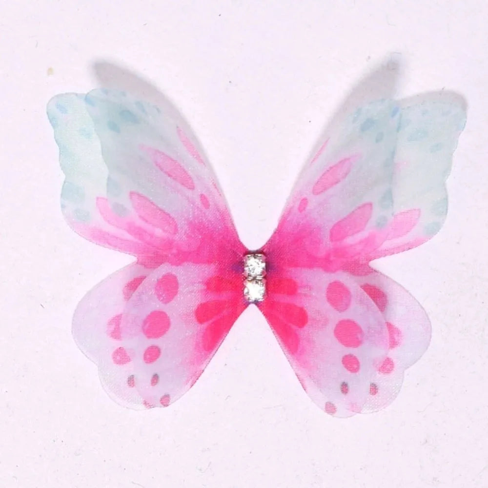 50-Pack 3D Organza Butterfly Appliques – Rhinestone Chiffon Patches