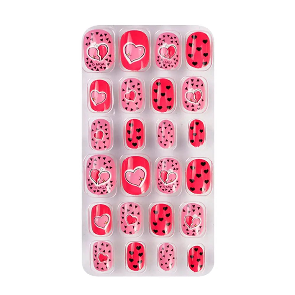 24-Pc Cartoon Y2K Press-On False Nails | Short Square Full Cover