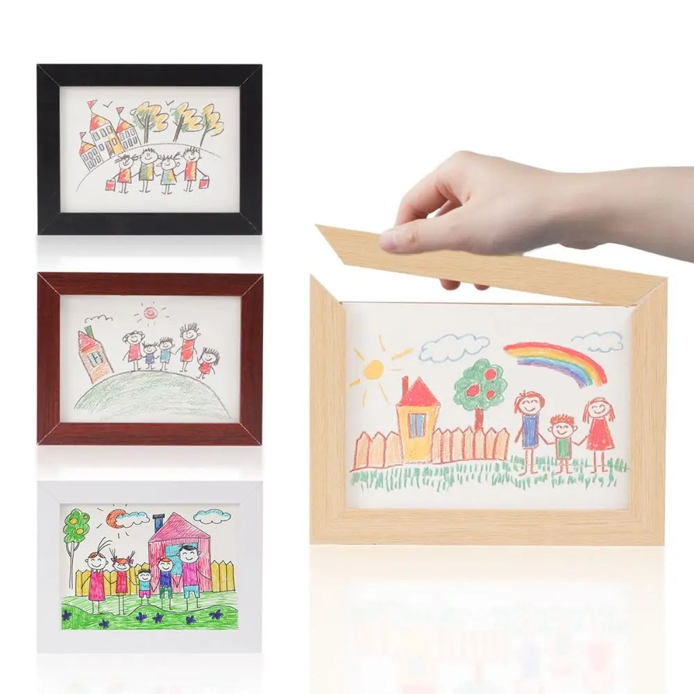 Wooden Kids Art Frame – Rotatable Changeable Display