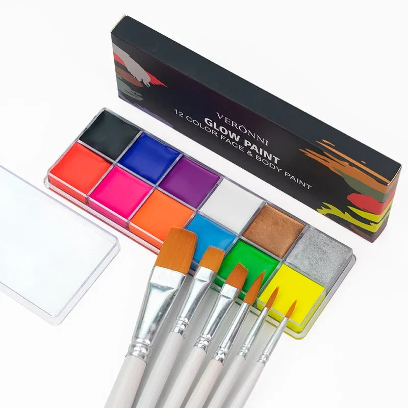 20-Color Face & Body Paint Palette – Halloween Cosplay Stage