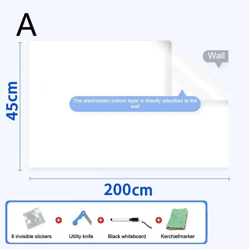 Whiteboard Wall Sticker – Reusable Static Cling Dry Erase Sheet