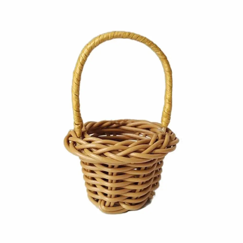 Mini Woven Braid Flower Basket with Handle – Multicolor
