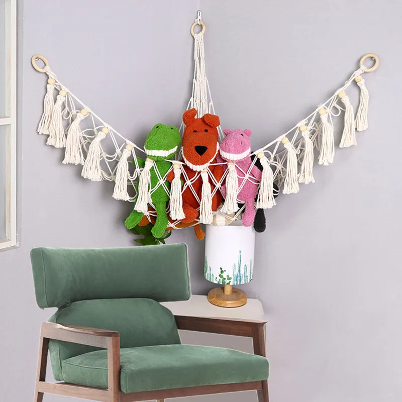 Triangle Toy Hammock Net – Kids Wall Corner Storage Organizer