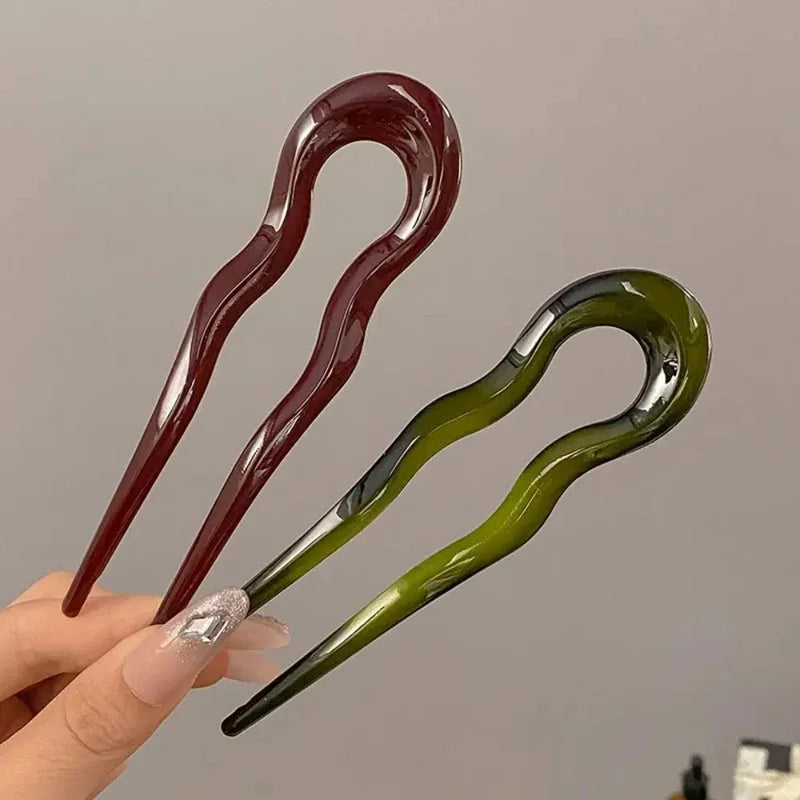 U-Shaped Geometric Hair Fork – Tortoiseshell Acrylic Hairpin