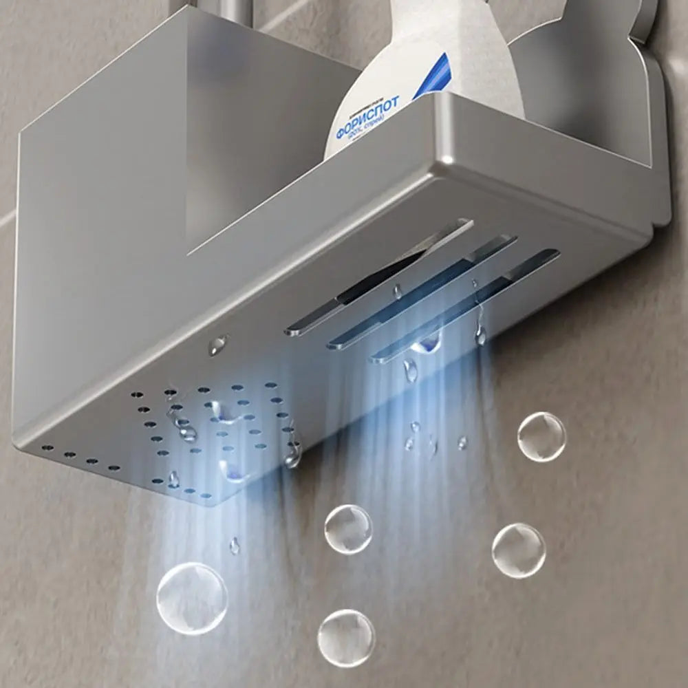 Wall-Mounted Toilet Brush Holder with Storage Rack – No Drill