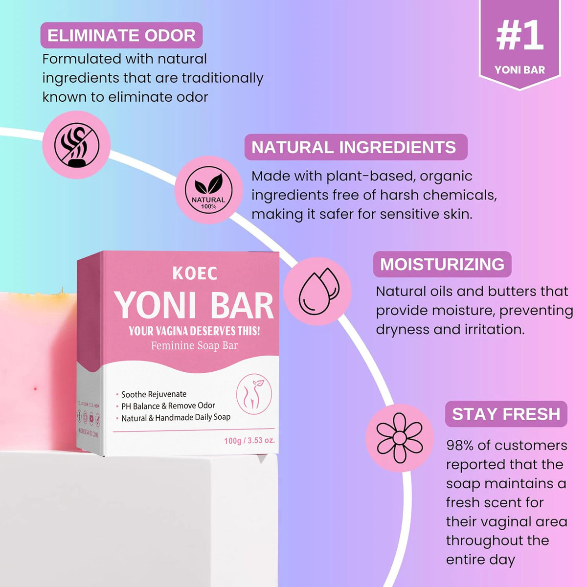 Natural Vegan Yoni Bar Soap – pH Balance & Intimate Hygiene