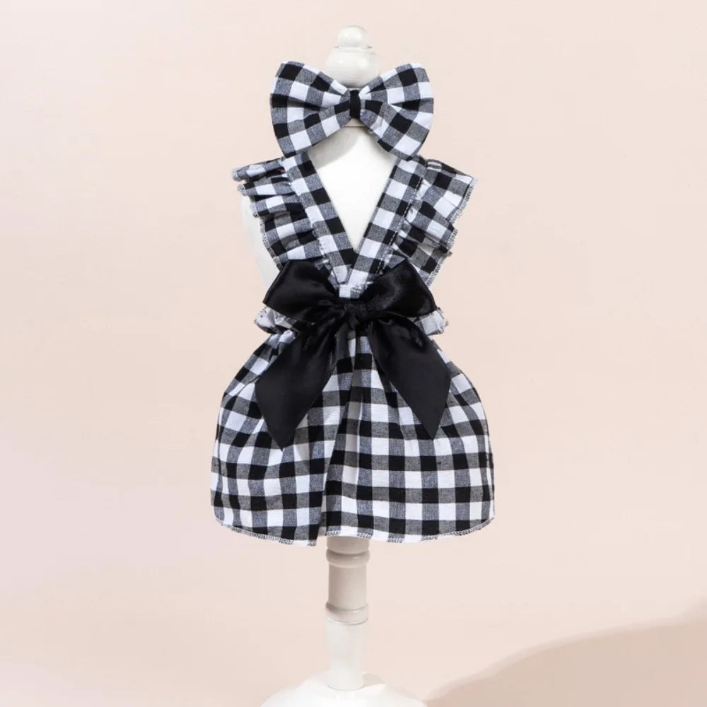 Polka Dot Princess Dress for Cats & Dogs | Bow Headband XS–XL