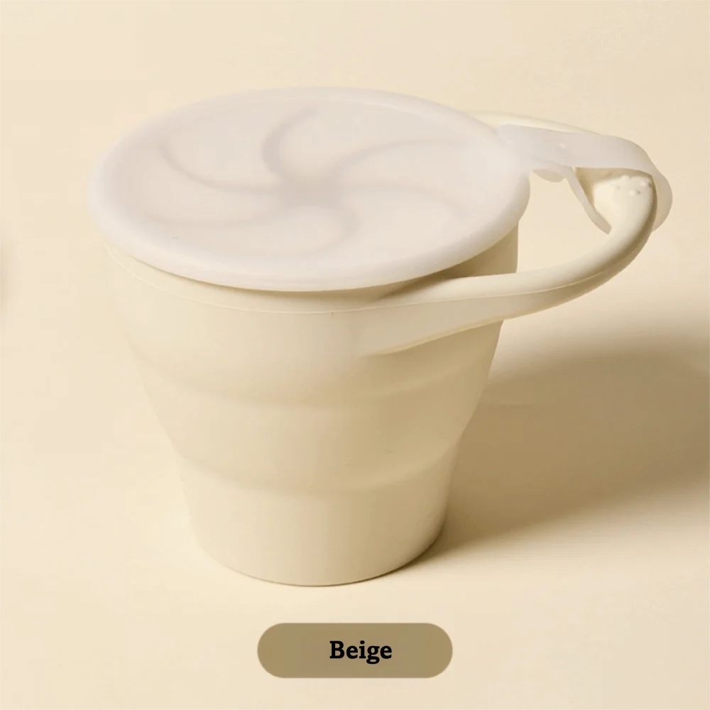 Foldable Silicone Baby Snack Cup with Lid – 350ml Kids Cup