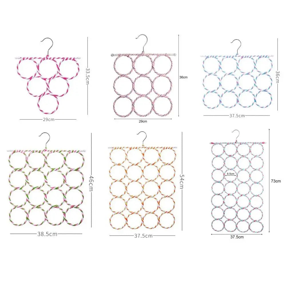 Rattan Weave Scarf Hanger – Multi-Ring Iron Wardrobe Organizer