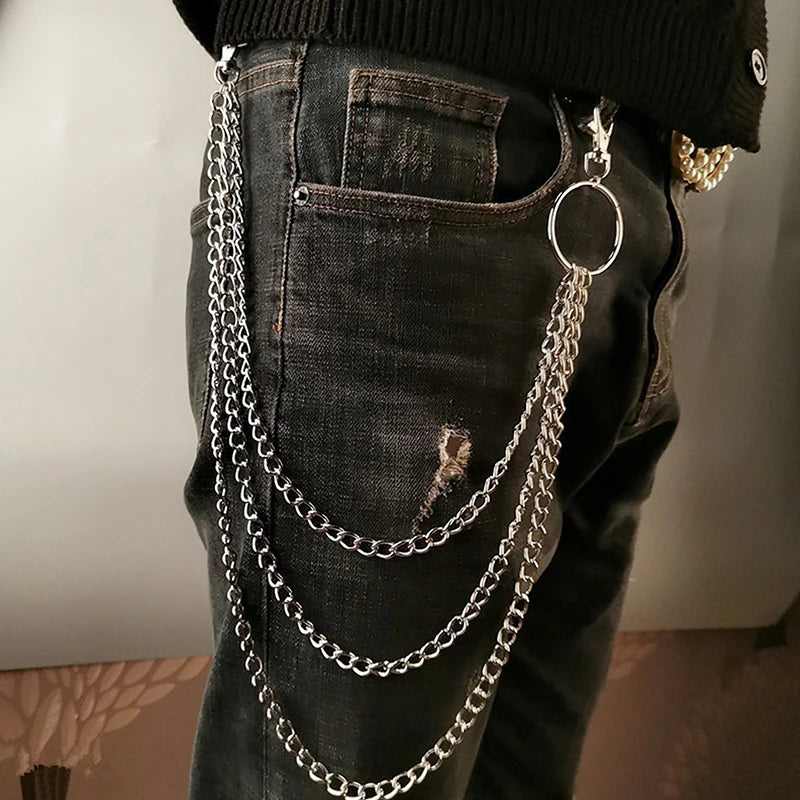 Punk Hip-Hop Metal Waist Chain Belt – 2/3 Layer Unisex