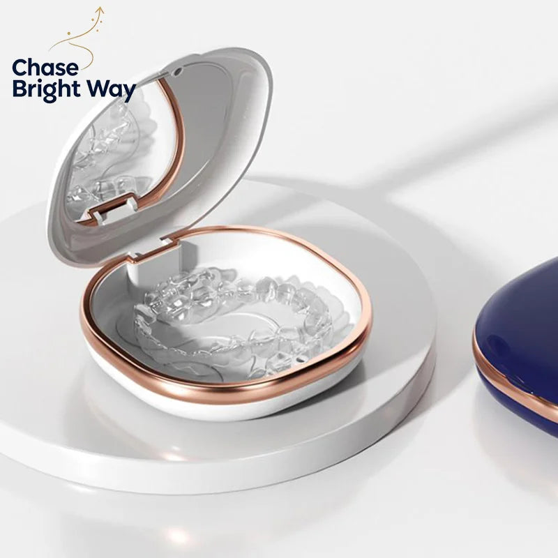 Portable Dental Retainer Case with Mirror | Travel Storage