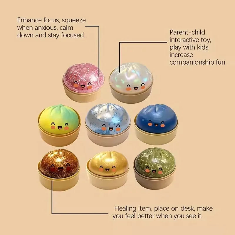 Glitter Dumpling Squishy Toy – Sensory Fidget Squeeze Bun