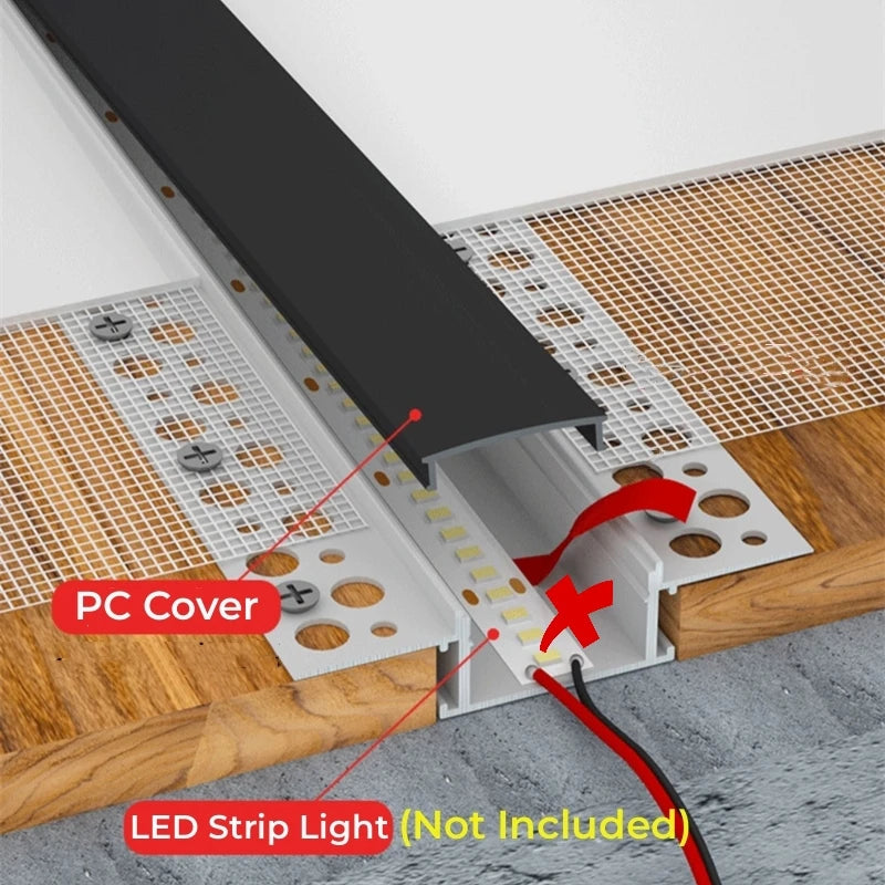 Recessed LED Aluminum Channel Profile Black Diffuser | Khelse