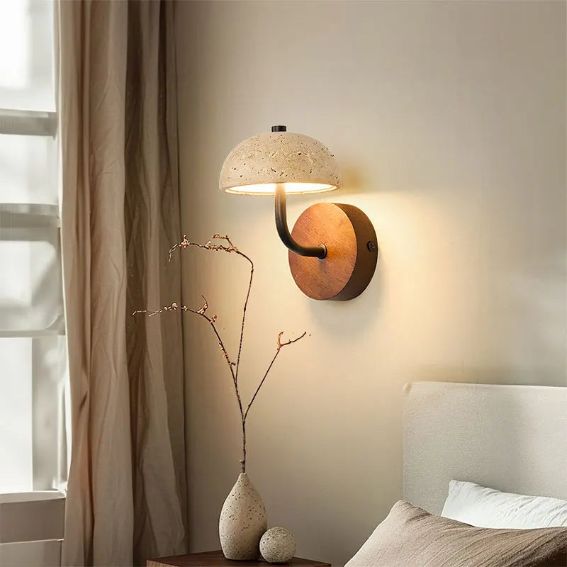 Retro LED Wall Lamp – Natural Yellow Travertine Stone Light