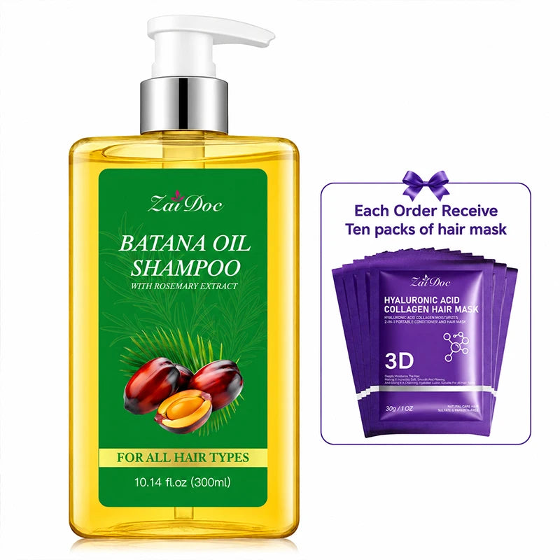 ZaiDoc Batana Oil Shampoo & 10 Hair Masks – 300ml Nourishing Set