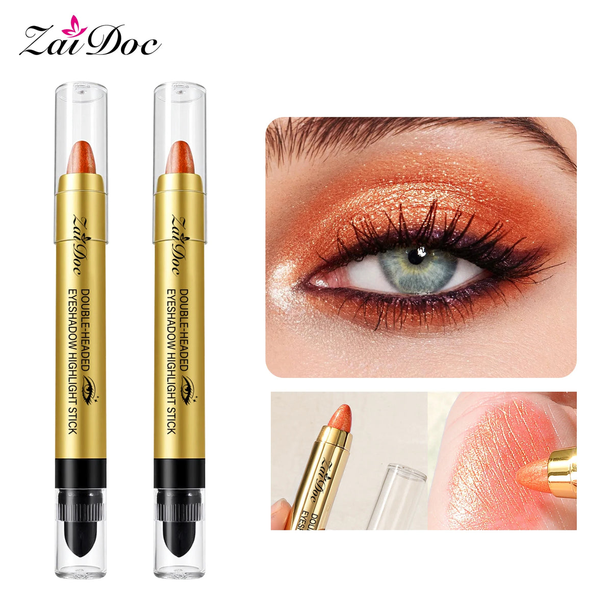 ZaiDoc 6-Color Dual-Ended Eyeshadow Highlighter Stick Set