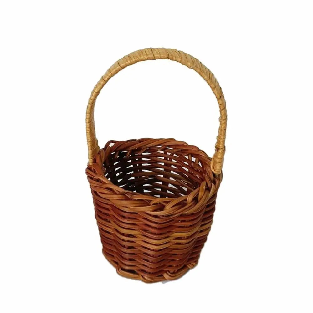 Mini Woven Braid Flower Basket with Handle – Multicolor