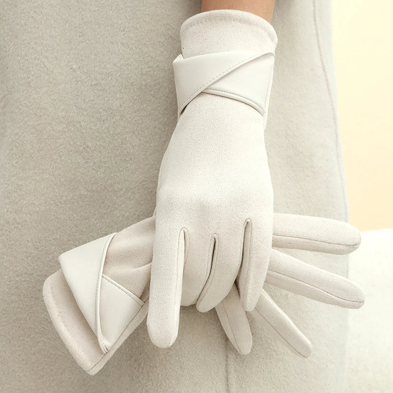 Women's Suede Touchscreen Winter Gloves – Warm Driving Gloves