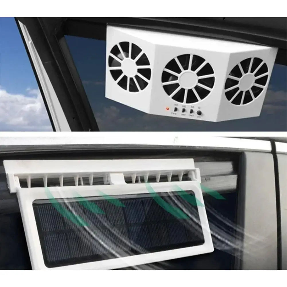 Solar Car Exhaust Fan – 3-Head USB Window Ventilation Fan