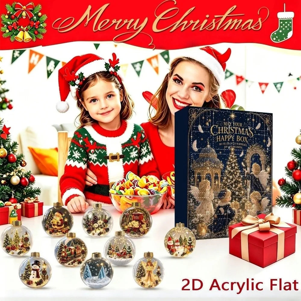 24-Piece Acrylic Christmas Advent Calendar Hanging Ornaments