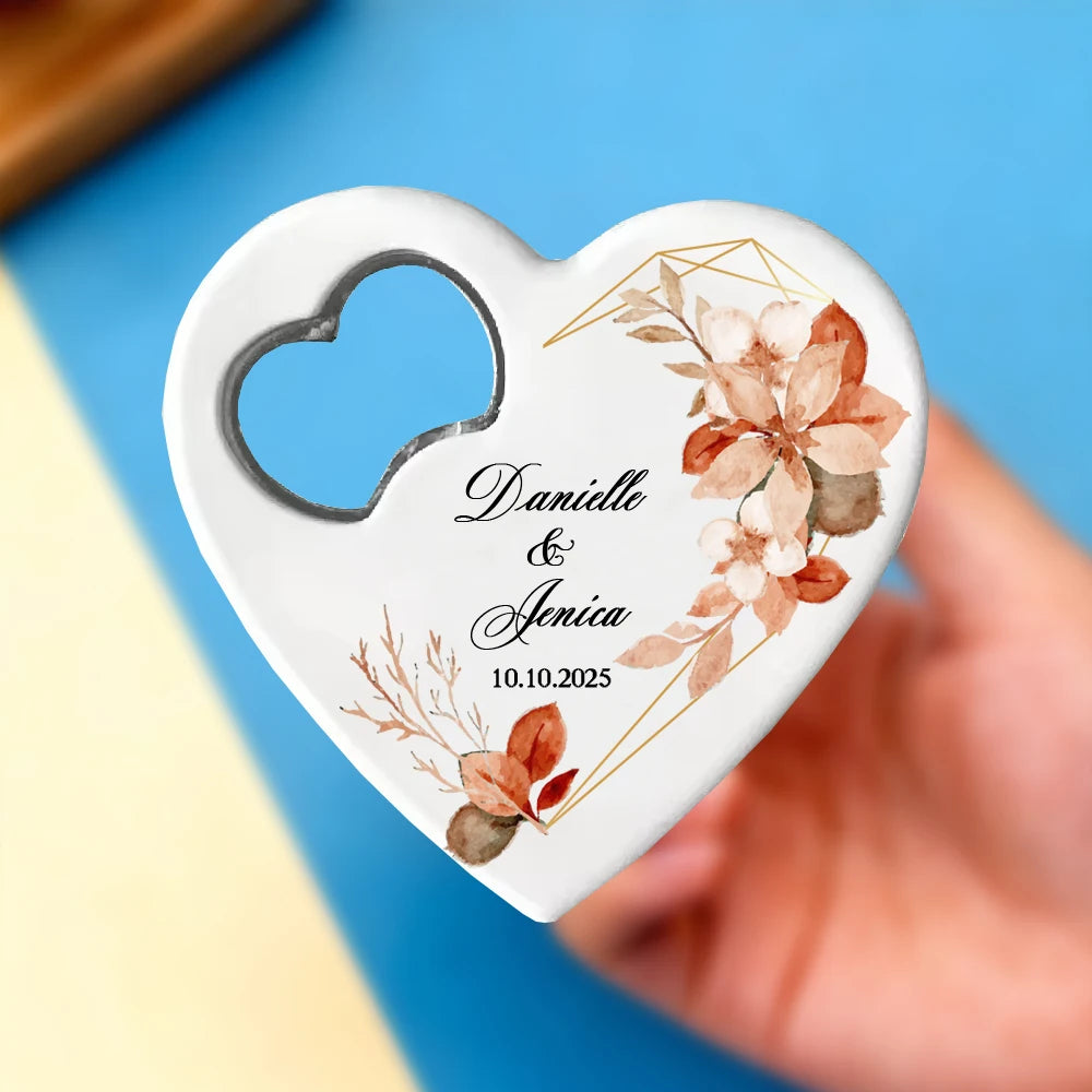 Personalized Heart-Shaped Magnetic Bottle Opener | Wedding Gift
