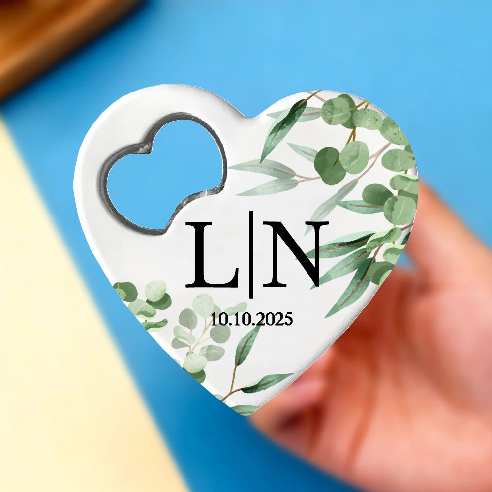 Personalized Heart-Shaped Magnetic Bottle Opener | Wedding Gift