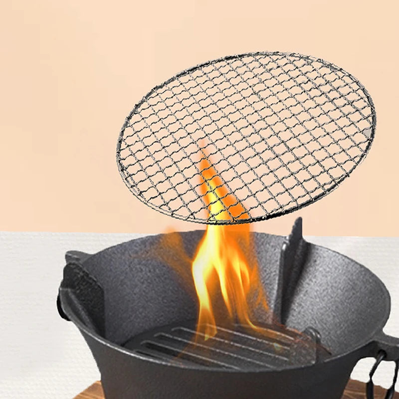 Stainless Steel Round Grill Net | BBQ & Camping Grid 25–40cm