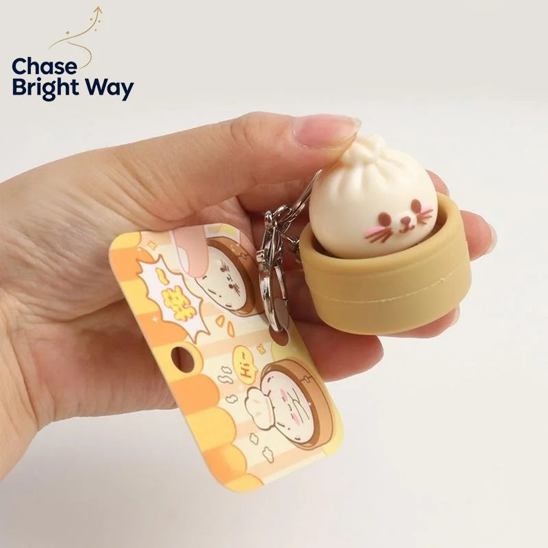 Mini Steamed Bun Squeeze Keychain Fidget Pendant – 2-Pack