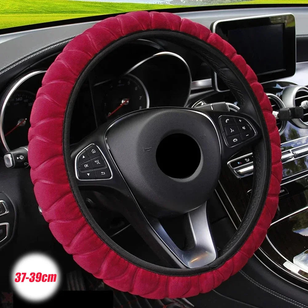 Short-Fur Plush Steering Wheel Cover – Winter Warm 37–39CM