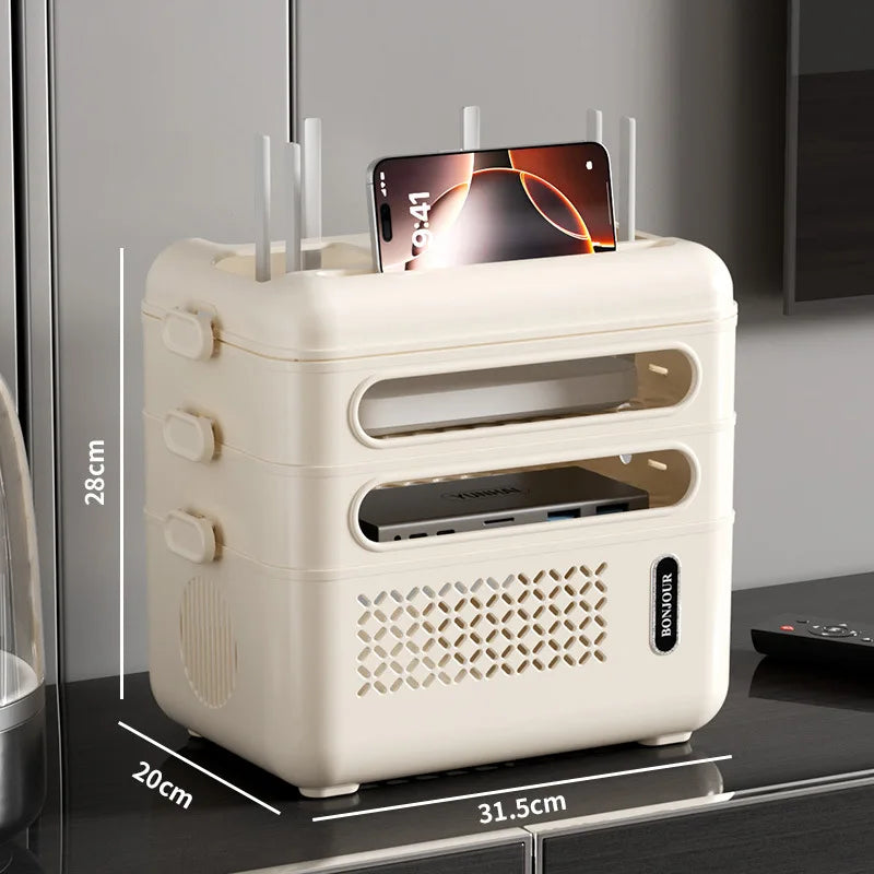 WiFi Router Organizer Box – Cable Management Storage Shelf