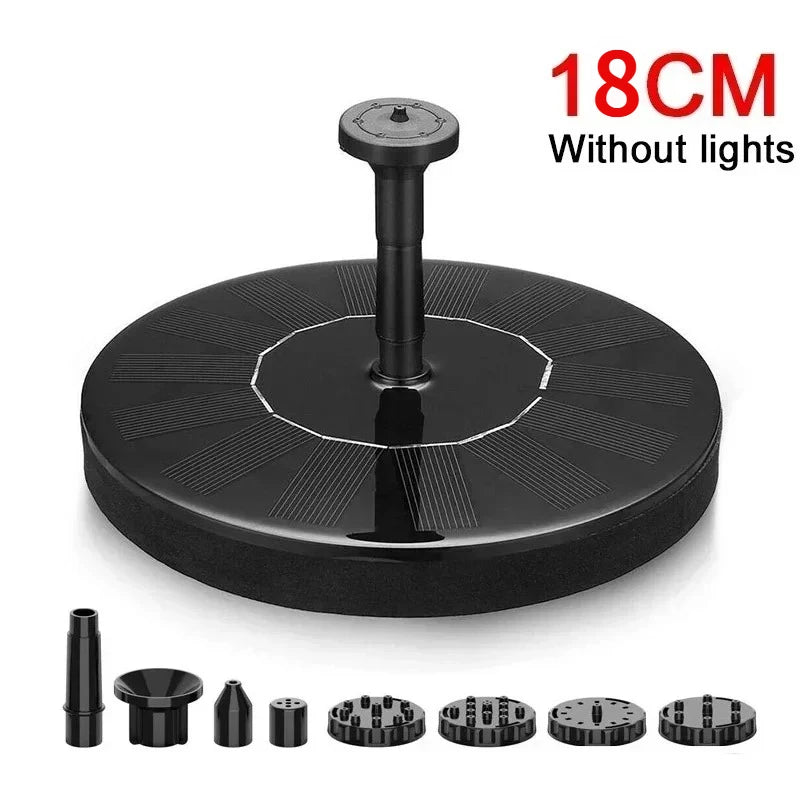Solar Fountain 7-Color LED Lights 6 Nozzles – Outdoor Bird Bath