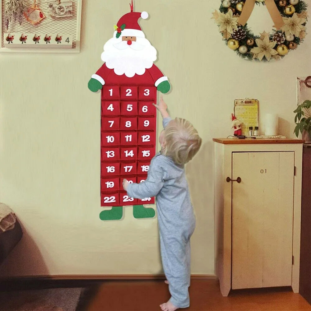 Felt Christmas Advent Calendar – 24-Pocket Hanging Tree for Kids
