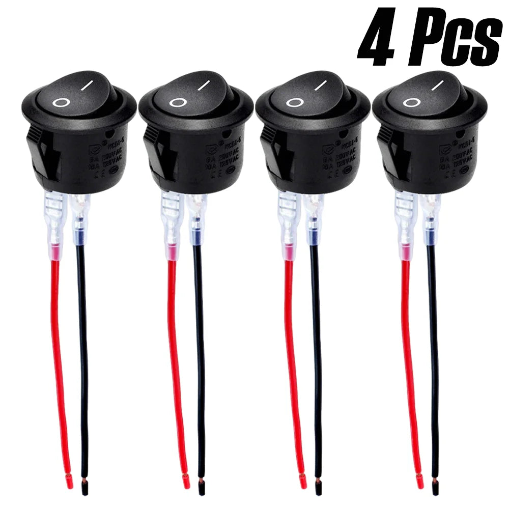 SPST Round Rocker Switch 20mm 12V DC 2-Pin ON/OFF Toggle