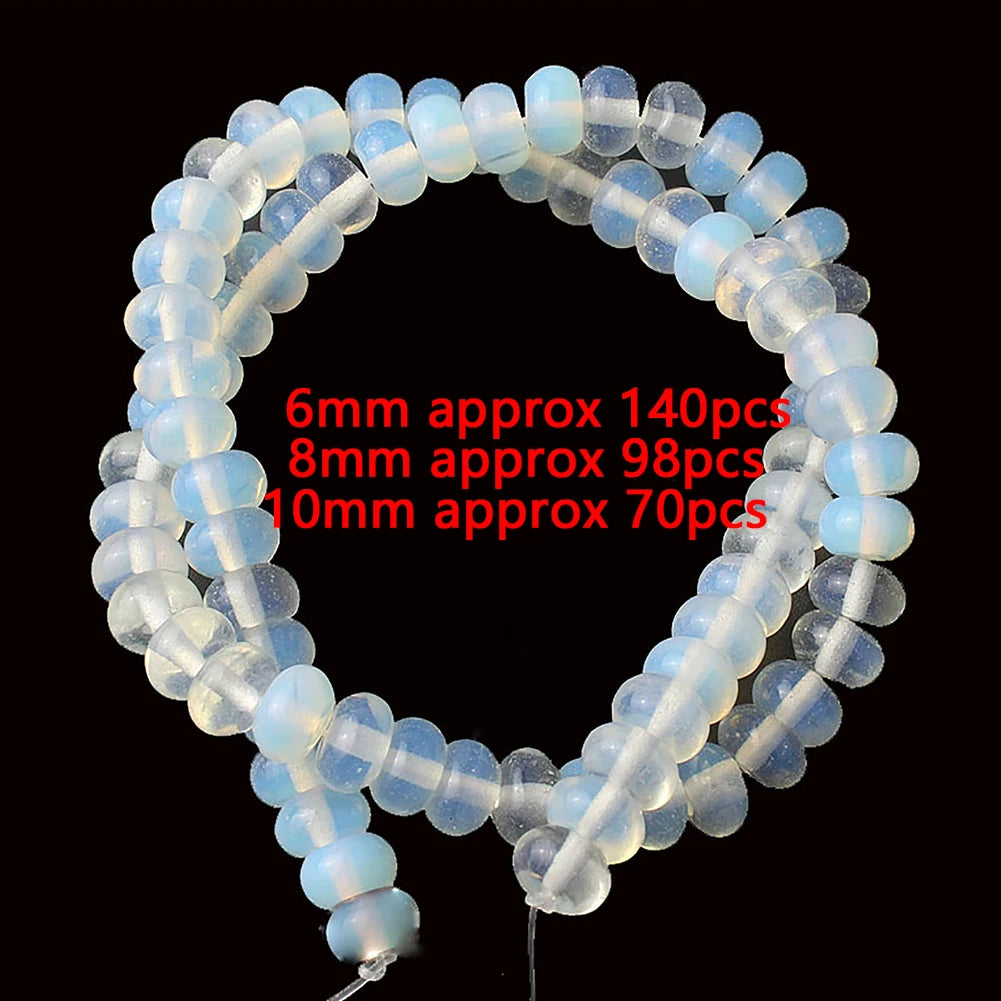 White Opalite Stone Beads 8mm Round Rondelle – DIY Jewelry Making