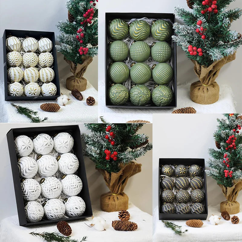 Shatterproof Christmas Ball Ornaments – 12 Pack 8cm Vintage Set