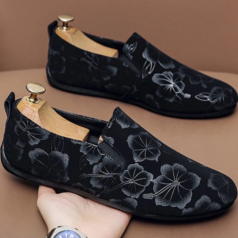 LEDP Men's Printed Slip-On Loafers – Lightweight Moccasins