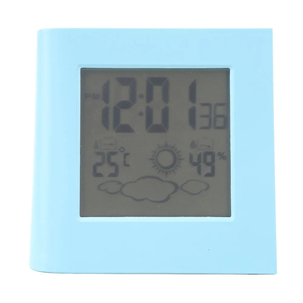 Solar Battery Alarm Clock LCD Weather Forecast Display