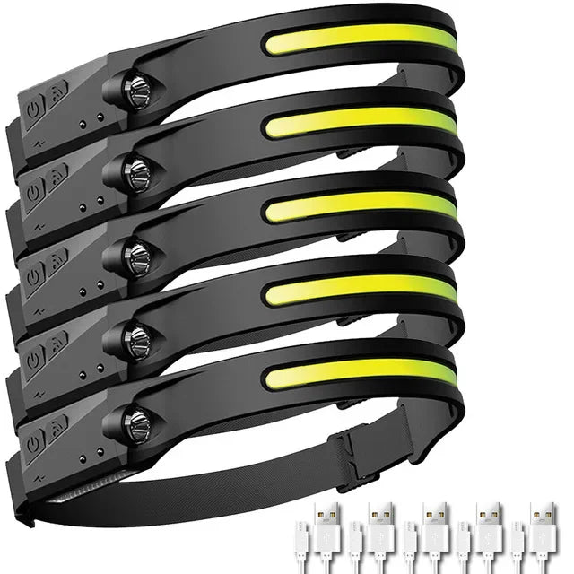 Sensor LED Headlamp Rechargeable – 6 Modes, 230° Wide Beam