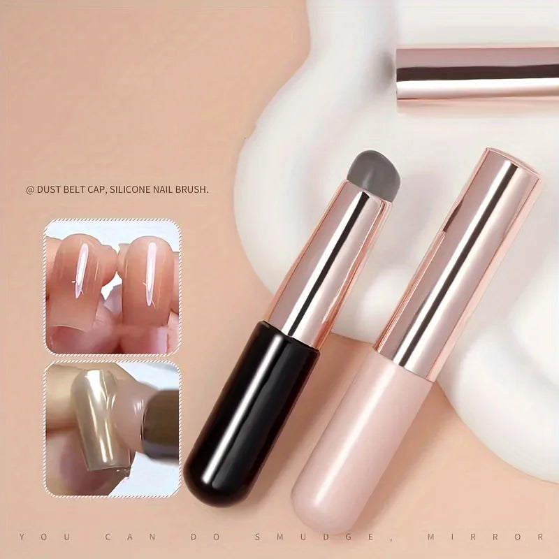 Silicone Nail Brush – Gradient Glue & Powder Tool with Cap