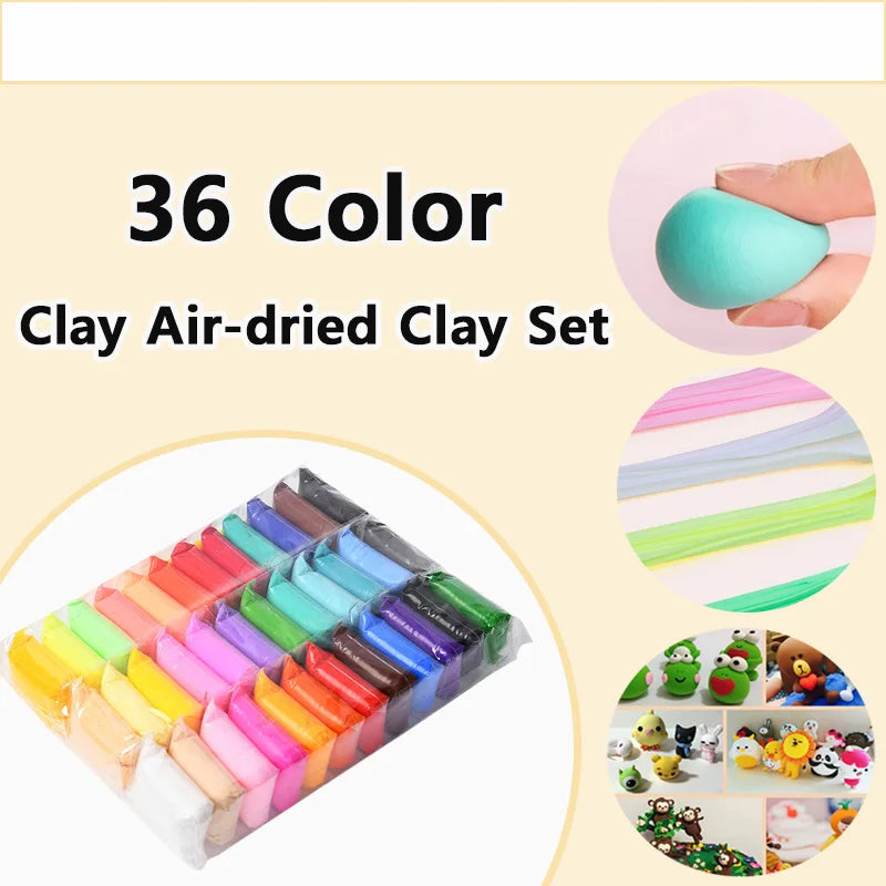 36-Color Air-Dry Clay Set with Carving Tools – Non-Toxic Kids