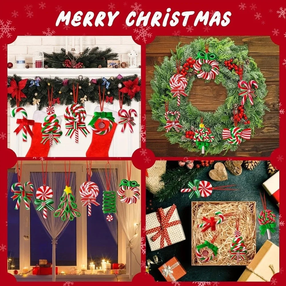 Wooden Christmas Lollipop Ornaments – 12/16 Pc Handmade Set