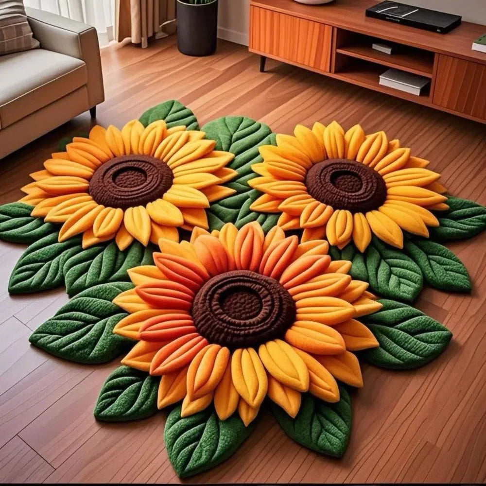 Sunflower Shape Soft Non-Slip Floor Mat – 60x60cm Absorbent Rug