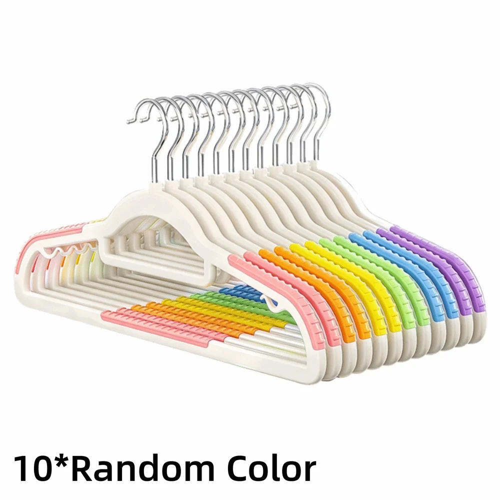 10-Pack Rainbow Non-Slip Clothes Hangers – Rotating Hook