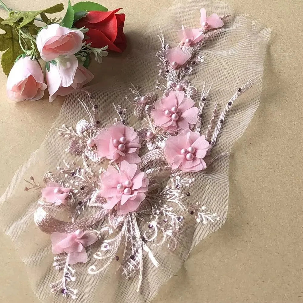 3D Sequined Floral Embroidery Patch – DIY Flower Appliqué