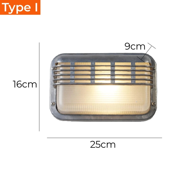 Retro Industrial LED Wall Sconce IP65 Waterproof E27 Glass