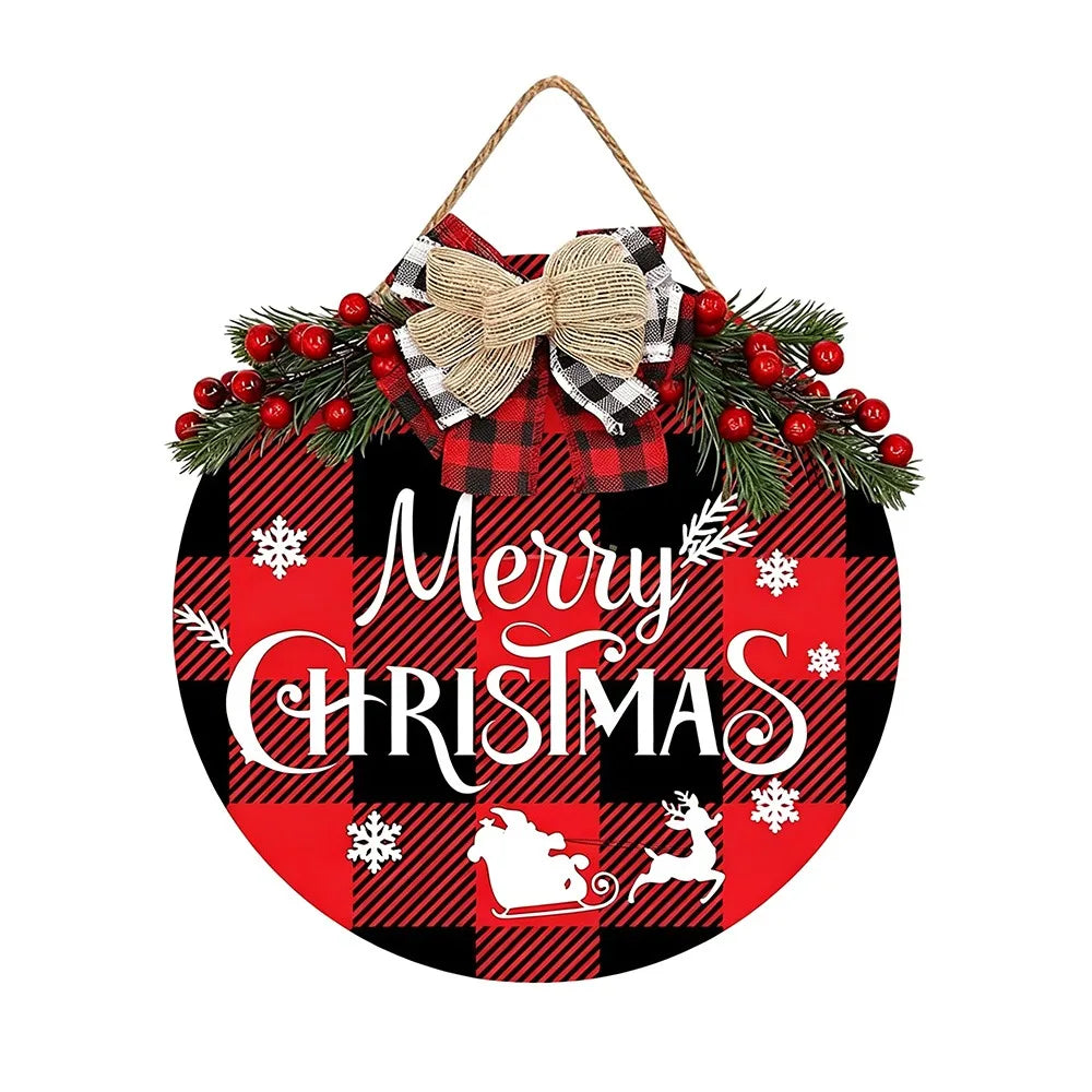 Wooden Christmas Hanging Door Sign – 2D Flat Festive Ornament