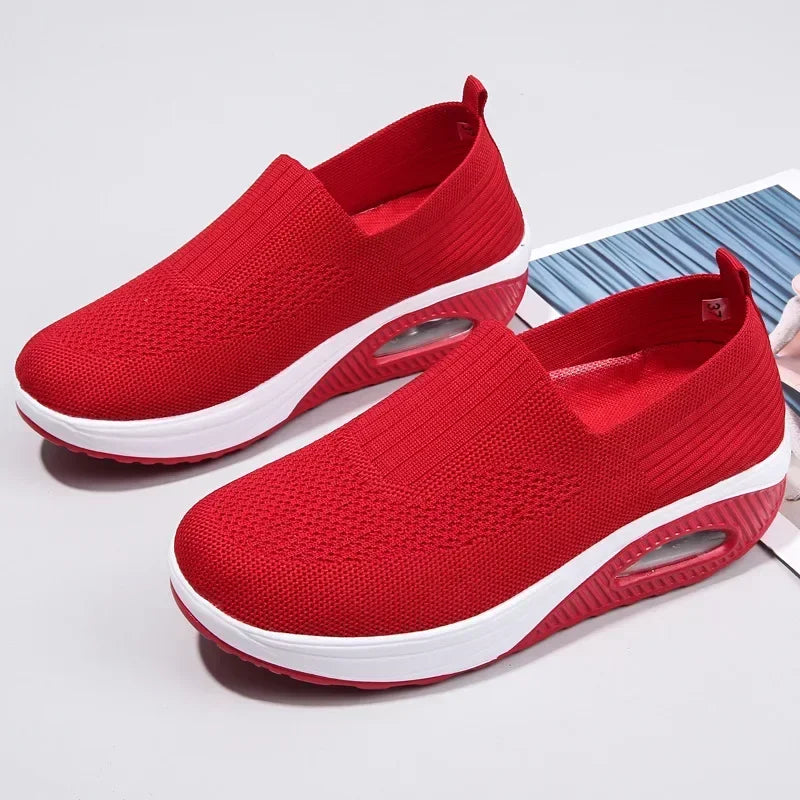 Women's Platform Slip-On Sneakers | Air Cushion Wedge Shoes